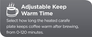Adjustable Keep-Warm time, up to 120 minutes.